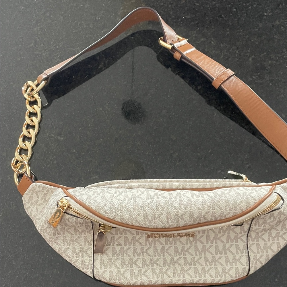 Michael Kors Tan and Cream Crossbody Bag